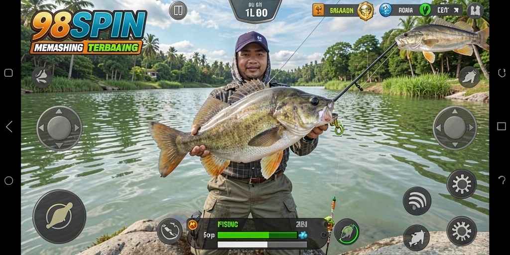 Gameplay seru 98SPIN yang menampilkan aksi memancing yang mendebarkan.