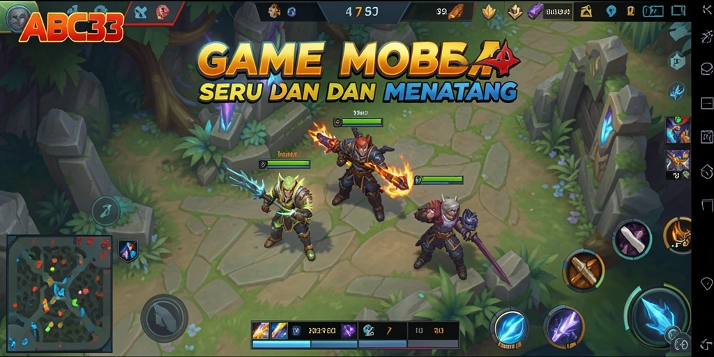 Gameplay seru dan menegangkan dalam ABC33 MOBA.
