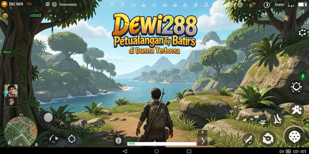 Tangkapan layar gameplay DEWI288 yang menampilkan perjalanan di dunia terbuka.