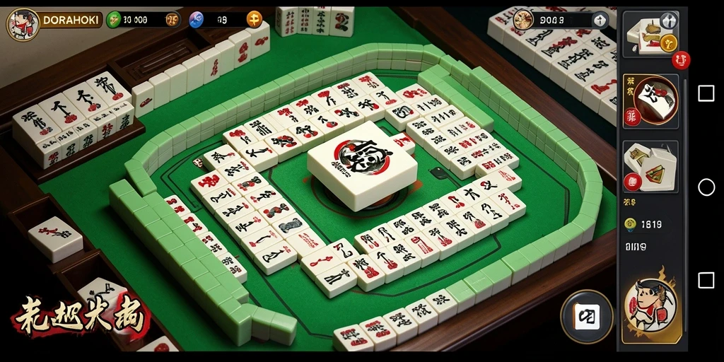 Tampilan gameplay DORAHOKI yang menarik dengan elemen Mahjong.