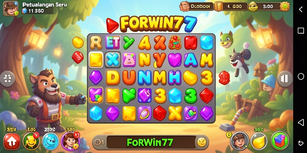 Gameplay Match-3 yang menantang dan penuh warna di FORWIN77.