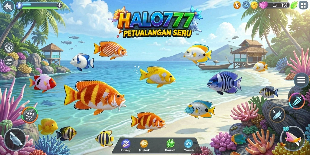 Tampilan gameplay seru dalam HALO777 dengan ikan beragam.