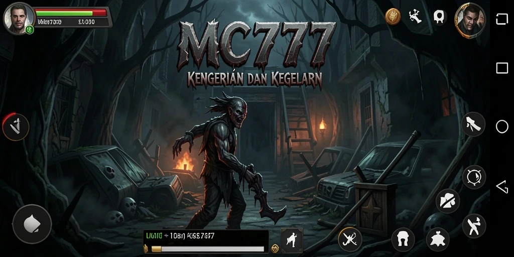 Tangkapan layar utama MC777 menampilkan suasana mencekam dan gameplay yang menegangkan.