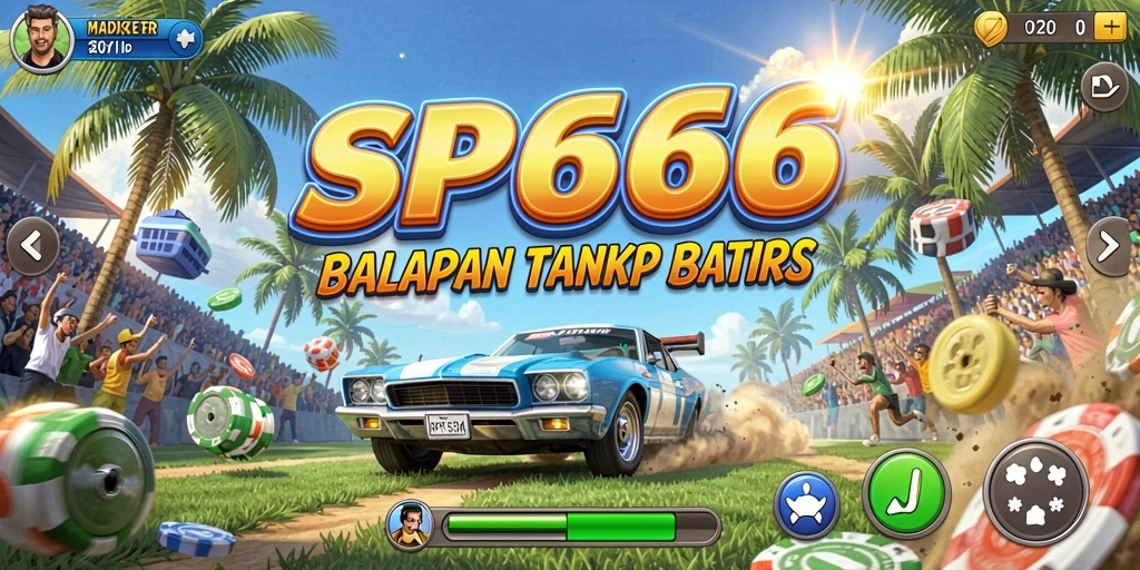 Gameplay SP666 menampilkan balapan mendebarkan dengan kendaraan yang bertenaga.