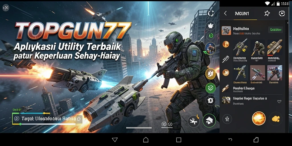 Tampilan antarmuka utama aplikasi TOPGUN77 yang modern dan intuitif.